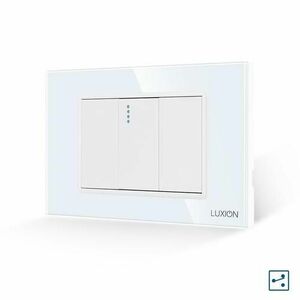 Intrerupator Simplu Cap Scara Mecanic 1M si 2 Taste False LUXION cu Rama din Sticla, Standard Italian, 3M (Alb) imagine