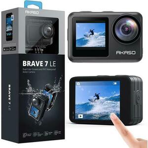 Camera video de actiune AKASO Brave 7 LE, 4K 30 FPS, 20 MP, Ecran LCD 2inch/1.4inch, Giroscop 6 axe, IPX7 40m (Negru) imagine
