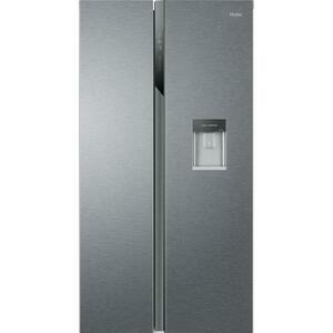 Frigider side by side Haier HSR3918EWPG, 521 l, Total NoFrost, Multi Air Flow, Display, Super Cooling, Super Freezing, Dozator apa, Clasa E, H 177 cm, Argintiu imagine