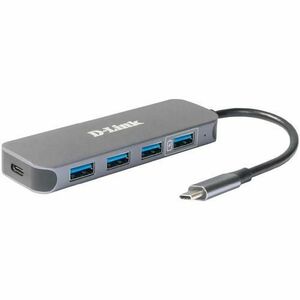 HUB USB D-LINK DUB-2340, USB Type C, cablu 10 cm, metalic, Argintiu imagine