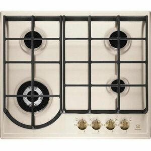 Plita incorporabila pe gaz Electrolux EGH6343RON, 4 arzatoare, gratare de fonta, rustic crem imagine
