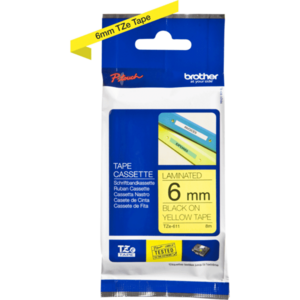 Banda laminata Brother TZE611 6MM BLACK/YELLOW imagine