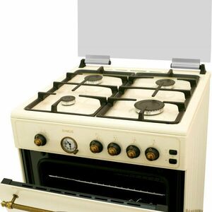 Aragaz rustic SR660G4C, 4 arzatoare, Gratare din fonta, 55 litri, Lumina cuptor, Bej imagine