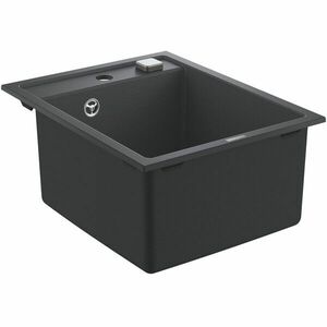Chiuveta bucatarie Grohe, Granite Black, K700, 400 x 500 mm, montare pe blat, evacuare automata, Kit montaj si evacuare, Negru imagine