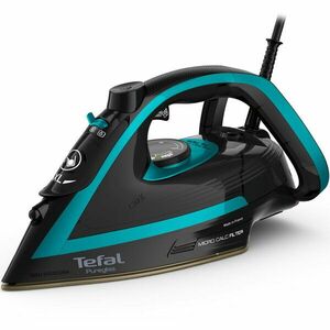 Fier de calcat Tefal Puregliss FV8066E0, 3000 W, abur variabil 50 g/min, Colector Micro Calc, Oprire automata, negru & albastru imagine