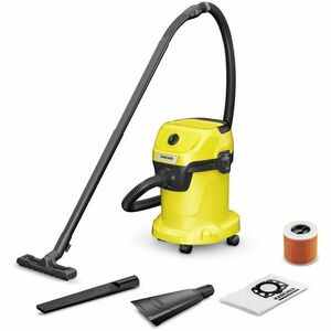 Aspirator umed-uscat Karcher WD 3 V-17/4/35 1.628-124.0 Aspirare umeda si uscata, 17 L, Furtun 3.5 m, 1000 W, Duza auto, Duza pentru spatii inguste, Galben/Negru imagine