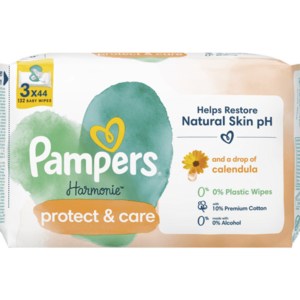 Servetele umede Pampers Harmonie Protect & Care cu galbenele, 3 pachete x 44, 132 buc imagine