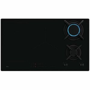 Plita incorporabila AEG HDB95623NB, Mixta, 2 arzatoare gaz / 3 zone inductie, Aprindere electrica, Gratare Fonta, Timer Electronic, 90 cm, Negru imagine