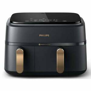 Friteuza cu aer cald dubla PHILIPS Seria 3000 NA352/00, 3kg, 9l, 2750W, negru-auriu imagine