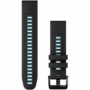 Curea ceas smartwatch Garmin, 22mm, QuickFit, Silicon, Black/Cirrus Blue imagine