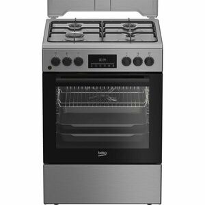 Aragaz Beko FBSM62320TXD, 4 arzatoare, Gaz + Electric, 60 cm, Grill, argintiu imagine