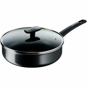 Tigaie cu capac de sticla Tefal Simplicity+, invelis antiaderent, indicator Thermo-Signal, maner ergonomic, 24 cm, negru imagine