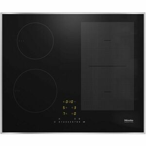 Plita incorporabila Miele KM 7466 FR, Inductie, 4 zone de gatit, TwinBooster, Conectivitate hota, PowerFlex, Rama inox, 60 cm, Negru imagine