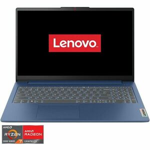 Laptop Lenovo IdeaPad Slim 3 15ABR8 cu procesor AMD Ryzen™ 7 5825U pana la 4.5GHz, 15.6 Full HD, 16GB DDR4 RAM, 512GB SSD, AMD Radeon™ Graphics, No OS, Abyss Blue imagine