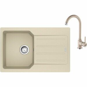 Pachet chiuveta bucatarie compozit fragranite Franke UCG 611-78, dreptunghiulara, 1 cuva cu picurator, 78x50x19 cm, adancime cuva 19 cm + Baterie Pola, rotatie pipa 360°, discuri ceramice, furtunuri flexibile inox, Avena imagine