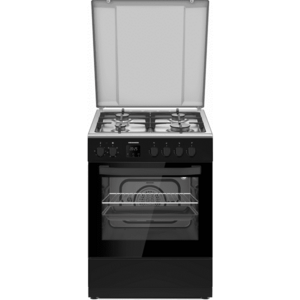 Aragaz Heinner HFSC-S66FDCC-IBK , mixt, 4 arzatoare, gratare fonta, 60cm, cuptor electric, 6 functii, grill, ventilatie imagine