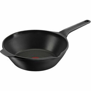 Tigaie wok Tefal Robusto, 28 cm, inductie, invelis antiaderent din titan, aluminiu turnat, indicator Thermo-Signal, margini turnare, maner lateral integrat, negru imagine