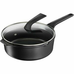Cratita cu capac de sticla Tefal Robusto, 26 cm, inductie, invelis antiaderent din titan, aluminiu turnat, indicator Thermo-Signal, margini turnare, maner lateral integrat, negru imagine