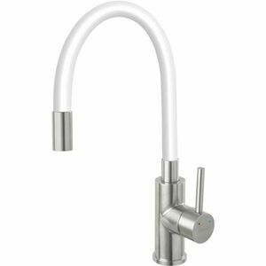 Baterie bucatarie Ferro Zumba BZA4WSS, pipa flexibila, cartus ceramic, corp inox, pipa alba imagine