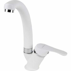 Baterie bucatarie SanDonna F 1069, cu aerator, cartus ceramic, Alama, Alb imagine
