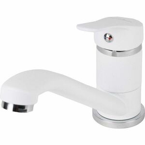 Baterie bucatarie SanDonna F 1066, cu aerator, cartus ceramic, Alama, Alb imagine