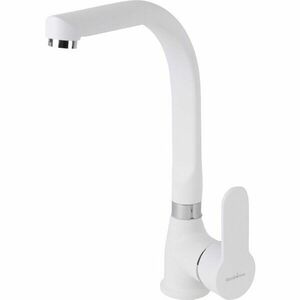 Baterie bucatarie SanDonna F 7103, cu aerator, cartus ceramic, Alama, Alb imagine