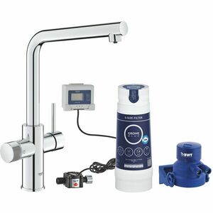 Baterie de bucatarie Grohe Blue Pure Vento 30560000, 3/8'', filtrare apa, pipa inalta, tip L, pivotanta, 600 l filtru inclus, contor, crom imagine