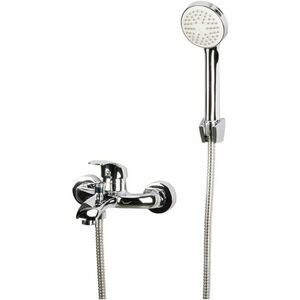 Baterie cada/dus Evosanitary Aqua Star 671286, cu furtun si para dus, monocomanda, cartus ceramic, aerator, Crom imagine
