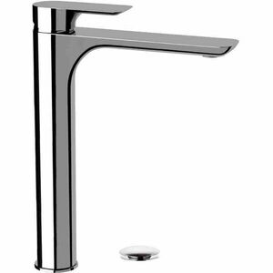 Baterie lavoar Idrobric Sofia, pipa inalta, crom lucios, cartus ceramic Ø 35 mm, set ventil scurgere cu click-clack 1”1/4 metal, racord flexibil inox 3/8F 35 cm, kit montaj imagine