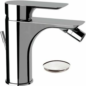 Baterie bideu Idrobric Sofia, crom lucios, cartus ceramic Ø 35 mm, set ventil scurgere cu click-clack 1”1/4 plastic, racord flexibil inox 3/8F 35 cm, kit montaj imagine