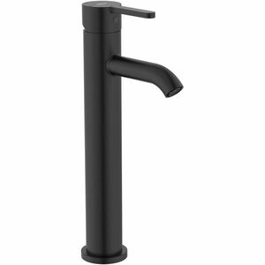 Baterie inalta pentru lavoar Roca Carelia, Cold Start, monocomanda, fara ventil, Negru mat imagine