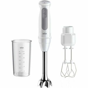 Mixer vertical Braun MQ50501M, 1000W, 21 trepte viteza, Functie Turbo, Tel dublu, Pahar gradat 600ml, alb imagine