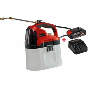 Pulverizator electric pe acumulator Einhell PXC GE-WS 18/75 Li-Solo, volum curgere 60 l/h, rezervor 8.2 L, presiune max. 3.5 bar, lungime furtun 140 cm, include Starter Kit Einhell PXC 18V 2.5Ah, max 720 W imagine