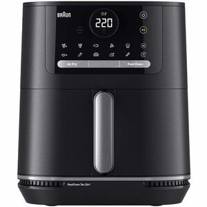 Friteuza cu aer cald, fara ulei, Braun MultiFry 5 HF5050, 2in1: air fryer si cuptor, 2000W, 6 L, tehnologie RealOven, 15 programe automate, temperatura ajustabila, ecran digital, oprire automata, negru​ imagine
