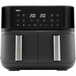 Friteuza cu aer cald, fara ulei, Braun TwinCook 3 TD3030IBK, 2850W, 8 L (4L + 4L), tehnologie RealAir, 8 programe automate, temperatura ajustabila, timer, ecran digital, oprire automata, negru imagine