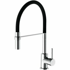 Baterie bucatarie Idrobric Winter, pipa inalta pivotanta, cartus ceramic, racord flexibil inox F3/8, 40 cm, kit de montaj rapid, Crom lucios/negru imagine