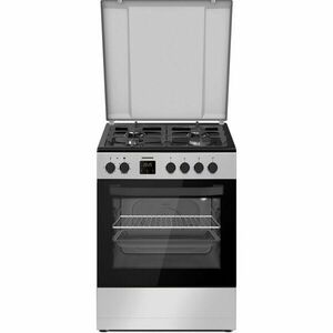 Aragar mixt Heinner HFSC-S66FDC-BIX, digital, 4 arzatoare, cuptor electric, aprindere electrica plita, timer, grill, ventilatie, 60x60, inox imagine