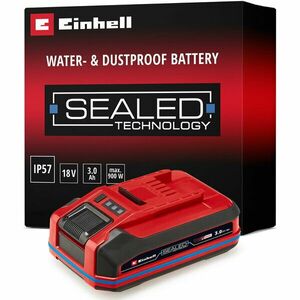 Acumulator Einhell 18V 3.0 Ah Sealed Power X-Change Plus 18 V, impermeabil, clasa de protectie IP57, compatibil cu toate articolele PXC, fara incarcator imagine
