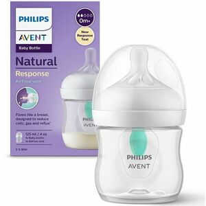 Biberon Philips Avent Natural Response SCY670/01, cu dispozitiv anticolici AirFree, 125 ml, tetina care functioneaza ca sanul mamei, cu debit 2, tetina fara scurgeri, +0 luni, fara BPA, usor de curatat imagine