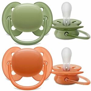 SCF093/01Set 2 suzete Ultra Soft Philips-AVENT SCF093/01, Ortodontice, fara BPA, 18 luni+, Portocaliu/Verde imagine