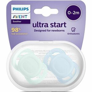 Set 2 suzete Philips Avent Ultra Start SCF075/02, ortodontice, fara BPA, 0-2 luni, verde-albastru imagine