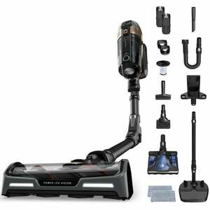 Aspirator vertical fara fir Rowenta X-Force Flex 15.60 RH99G3WO cu mop, 550W, 32.4V, autonomie 80 min, filtrare 99.9%, recipient praf 0.9 L, tub flexibil, perie cu LED, panou digital SmartControl, statie de incarcare cu suport pentru accesorii, negru&amp imagine