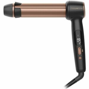 Ondulator de par Rowenta Twist Curl CF4620E0, 75W, 4 trepte de temperatura 150 - 210°C, ajustabil pe 3 diametre 27 - 32 - 38 mm, invelis ceramic, forma unica de L, negru & roz imagine