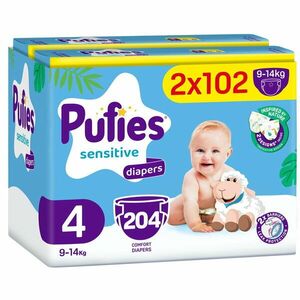 Scutece Pufies Sensitive, marimea 4, 204 bucati, 9-14 kg, Mega Pack*2 imagine
