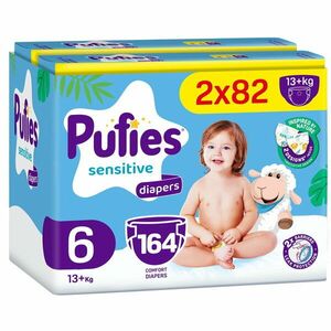Scutece Pufies Sensitive, marimea, 164 bucati, 13+ kg, Mega Pack*2 imagine