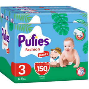 Scutece chilotel Pufies Fashion, marimea 3 Midi, 150 bucati, 6-11 kg, pachet Maxi*3 imagine