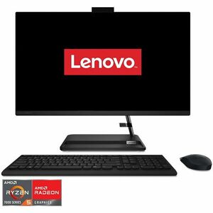 Sistem All-in-One Lenovo IdeaCentre AIO 3 27ALC6 cu procesor AMD Ryzen™ 5 7430U pana la 4.3GHz, 27, Full HD, IPS, 16GB DDR4, 512GB SSD M.2 2280 PCIe 4.0x4 NVMe, AMD Radeon™ Graphics, No OS, Black imagine
