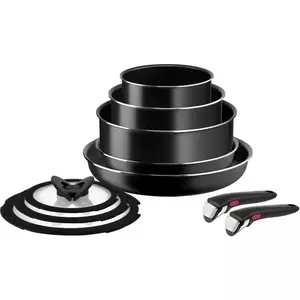 Set 10 piese Tefal Easy Cook & Clean, tigaie 24cm/28cm, craticioara 16cm/20cm, capac 16cm/20cm, cratita 24 cm, capac 24cm, 2 manere imagine