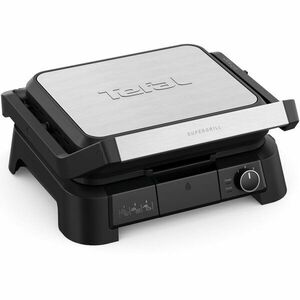 Gratar electric multifunctional Tefal SuperGrill 3 in 1 GC510DE0, 2000W, placi detasabile, invelis antiaderent, 3 trepte de temperatura, functie tip cuptor & barbeque, suprafata de gatire 600 cm2, depozitare pe verticala, argintiu & negru imagine