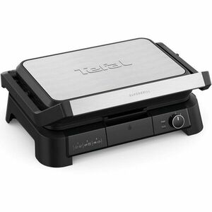 Gratar electric multifunctional Tefal SuperGrill 3 in 1 XL GC520DE0, 2000W, placi detasabile, invelis antiaderent, 3 trepte de temperatura, functie tip cuptor & barbeque, suprafata de gatire 800 cm2, depozitare pe verticala, Argintiu & Negru imagine